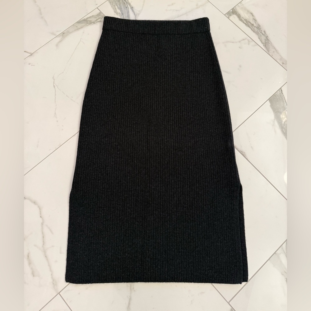 Vince ribbed wool/cashmere midi skirt